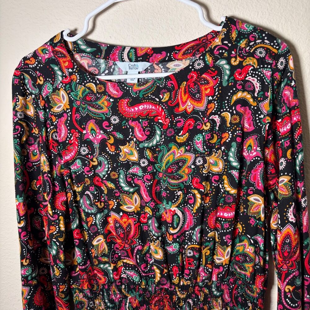 Croft & Barrow Dress Women's Long Medium Sheath Long Sleeve Colorful Artsy - Picture 3 of 8
